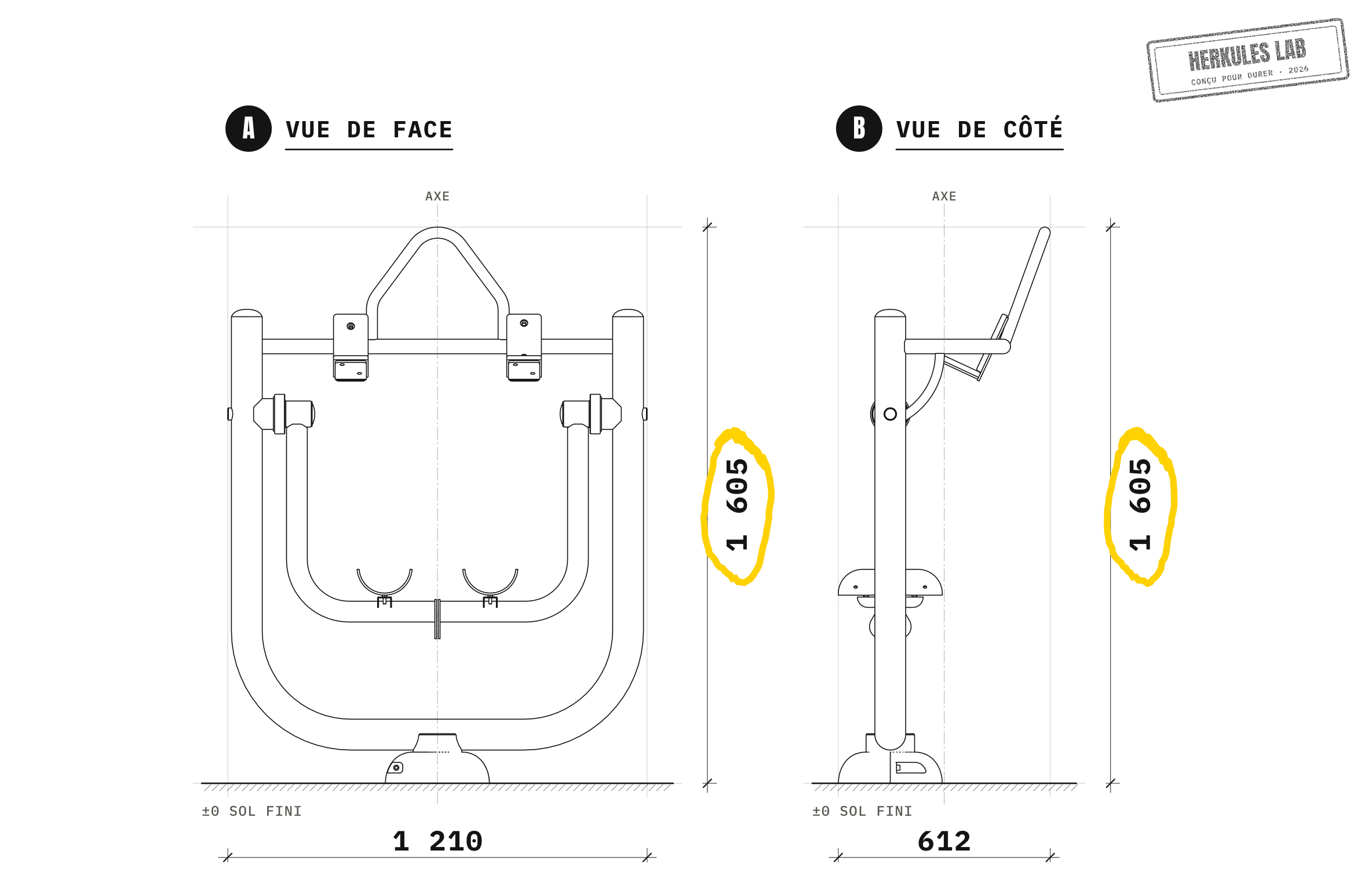 Abdominal - Appareil de Fitness Extérieur — Plan coté