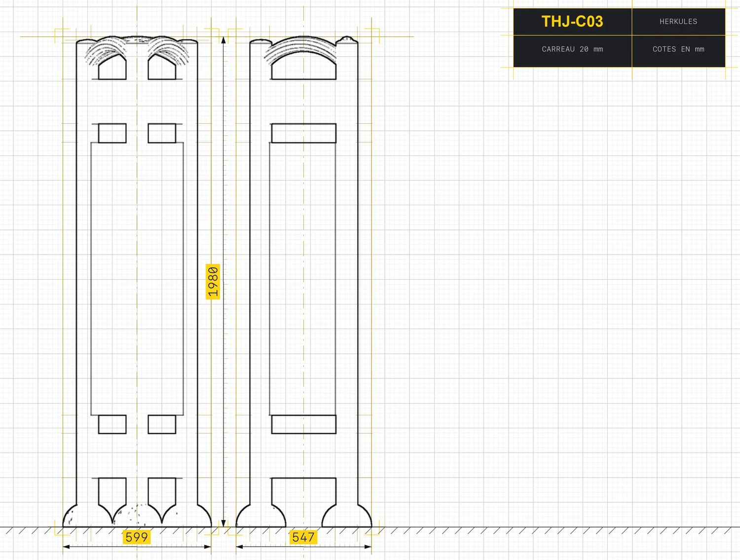 Pylône 3 Faces - Outdoor Fitness Stations — Dimensioned drawing