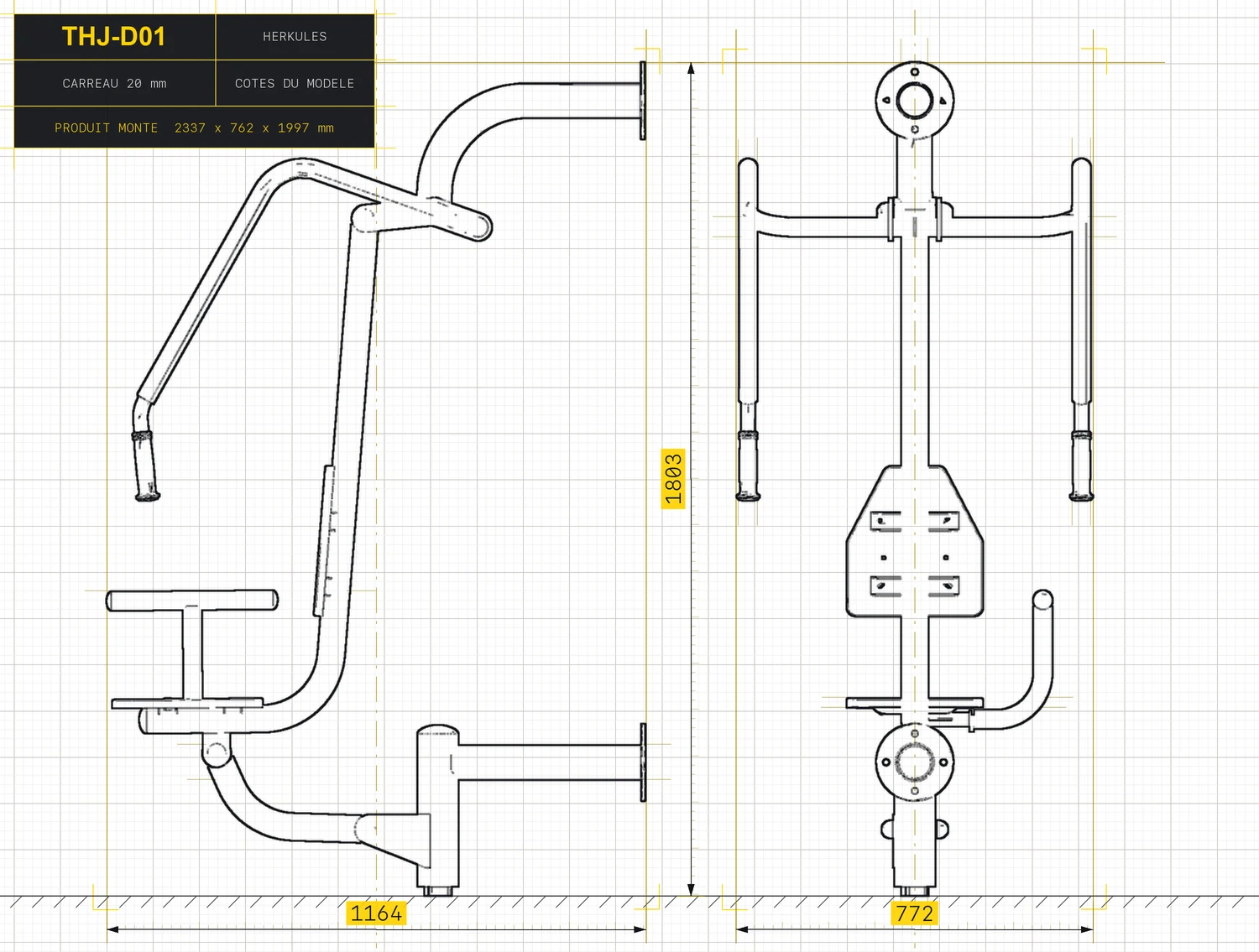 Push - Outdoor Fitness Stations — Dimensioned drawing