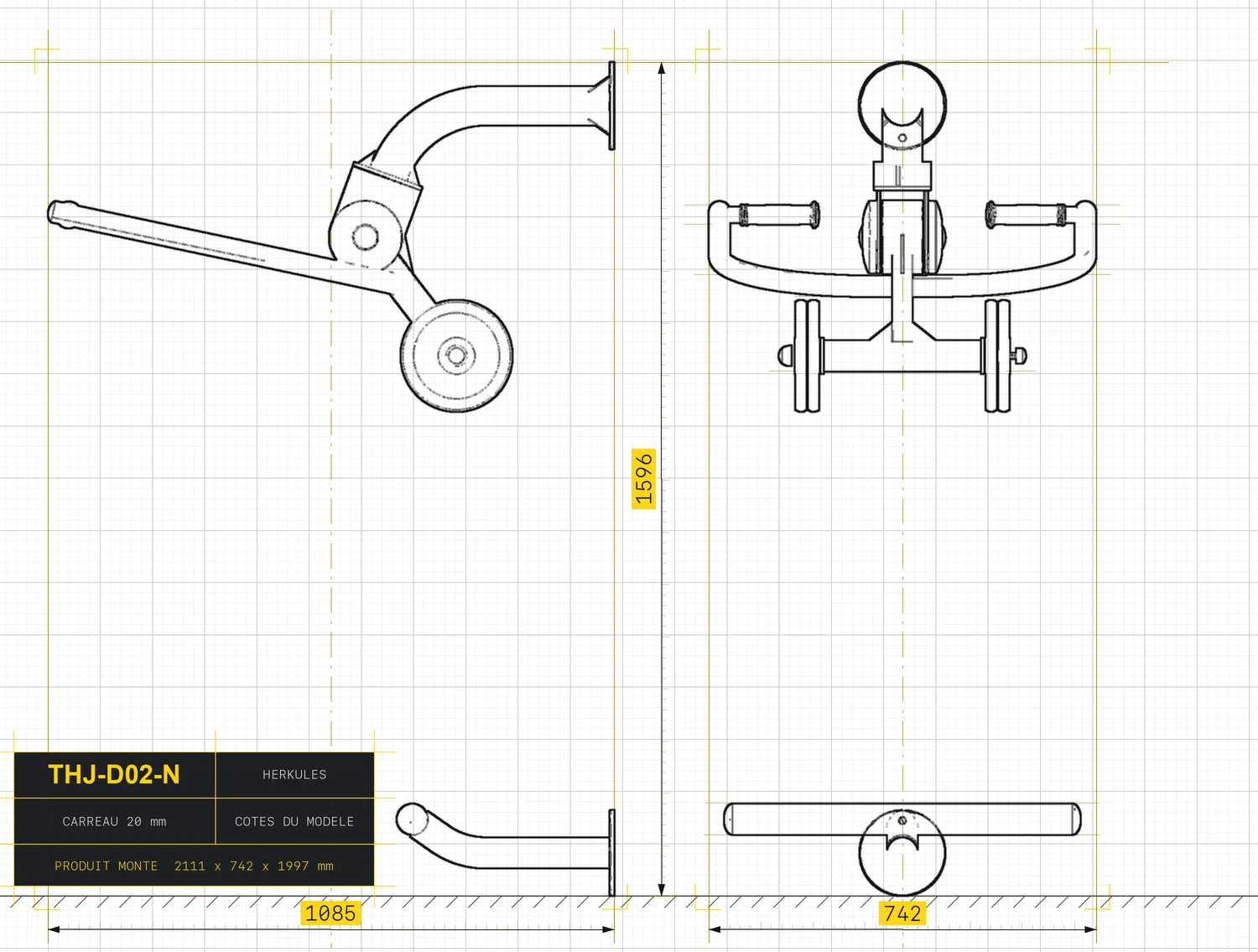 Pull - Senior / PRM Health Fitness — Dimensioned drawing