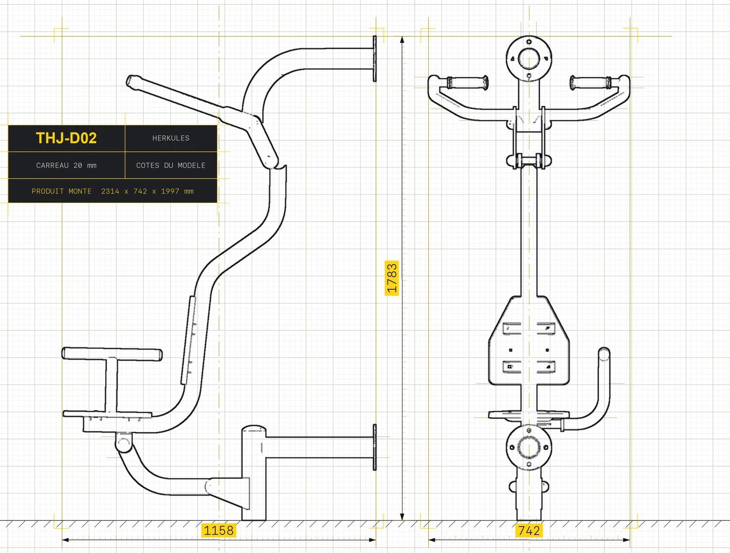 Pull - Outdoor Fitness Stations — Dimensioned drawing
