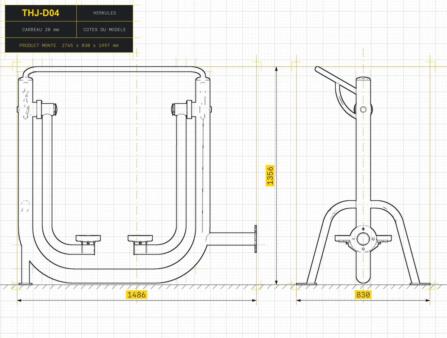 Walker - Outdoor Fitness Stations — Dimensioned drawing