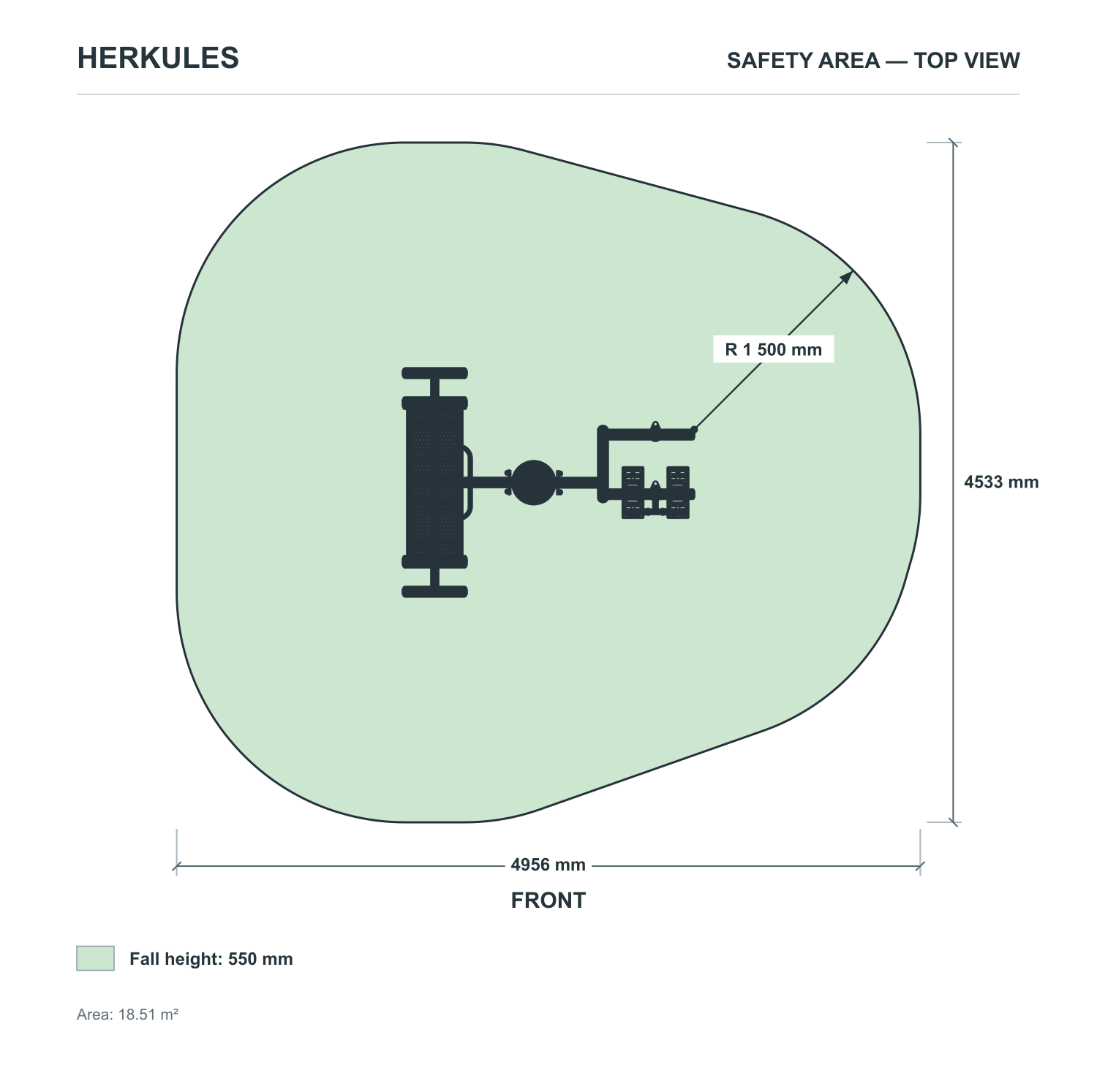 Abdos + Lombaires Bench - Outdoor Fitness Equipment — Safety area