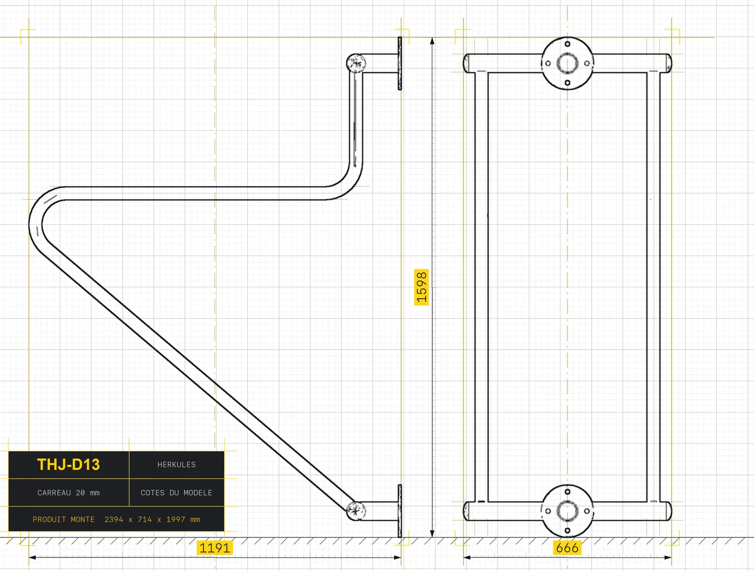 Parallel Bars - Outdoor Fitness Stations — Dimensioned drawing
