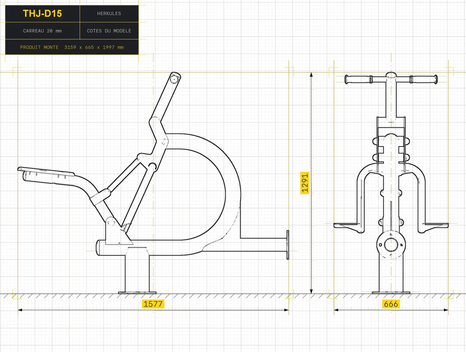 Cavalier - Outdoor Fitness Stations — Dimensioned drawing