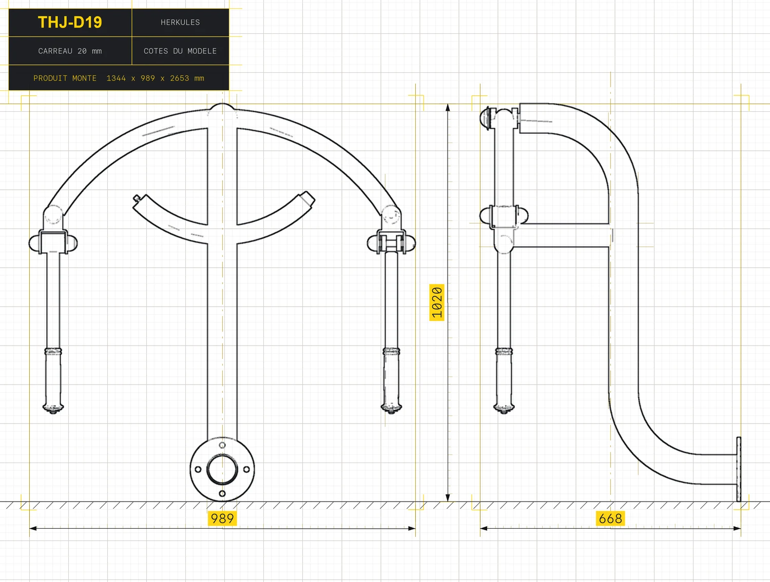 Arm Trainer - Outdoor Fitness Stations — Dimensioned drawing