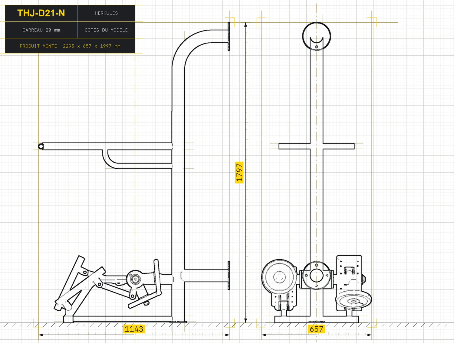 Stepper - Senior & Inclusive Fitness Equipment — Dimensioned drawing