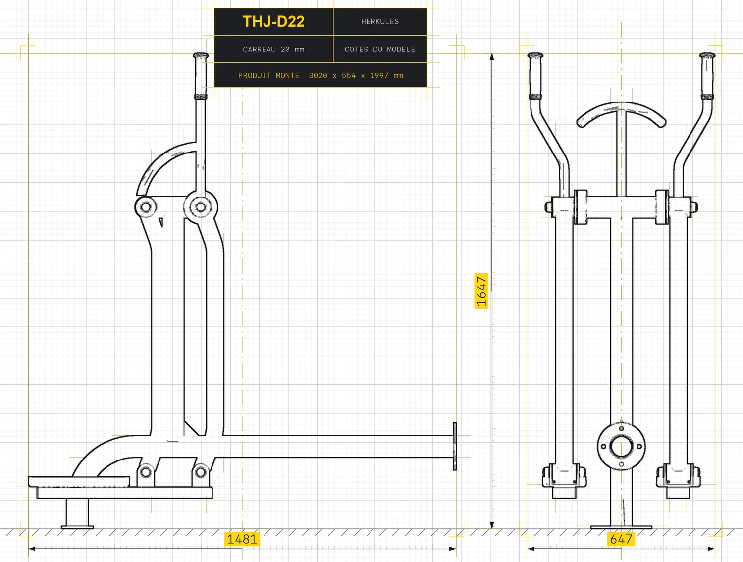 Skater - Outdoor Fitness Stations — Dimensioned drawing