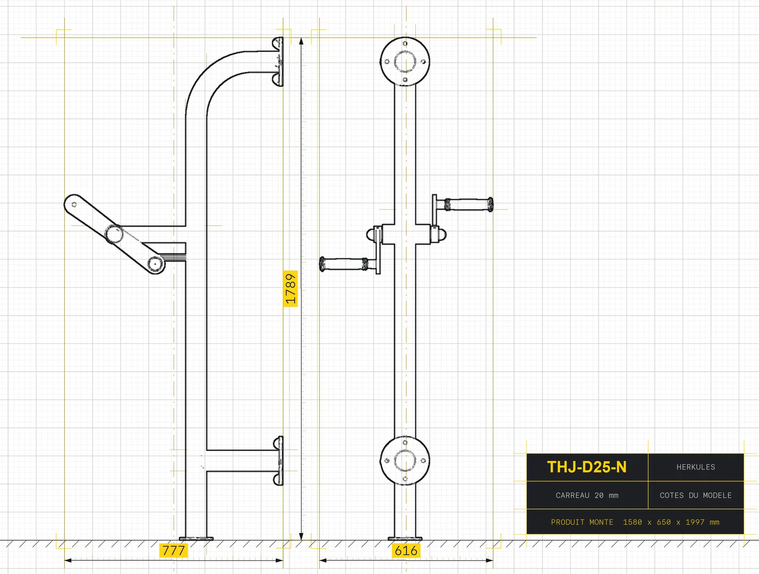 Spinner - Senior / Accessible Fitness — Dimensioned drawing