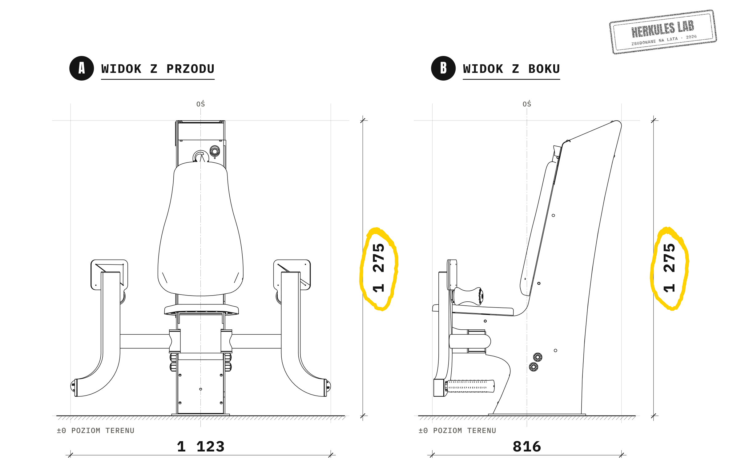 Przywodziciel — Rysunek wymiarowy