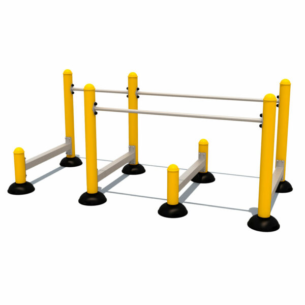 Hurdle jumping helps work the lower body muscles and coordination.