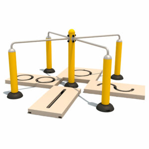 Jeux de mobilité is an apparatus for seniors that works on balance, mobility and coordination.
