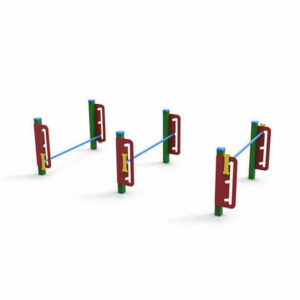 arres de Saut 3 Niveaux - Parcours Agility Chien : uprights and bars set on three levels for impulse work, 3D rendering