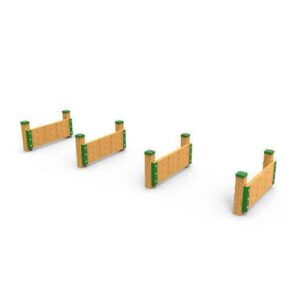 Petits Murs - Parcours Agility Chien : agrès d’agility extérieur bas, conçu pour travailler confiance et impulsion, rendu 3D sur fond blanc