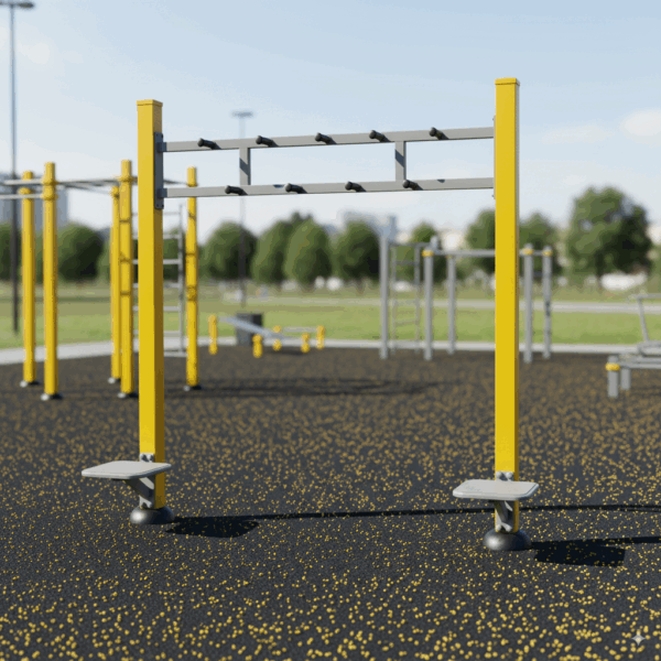 ninja jumping apparatus in an outdoor fitness area