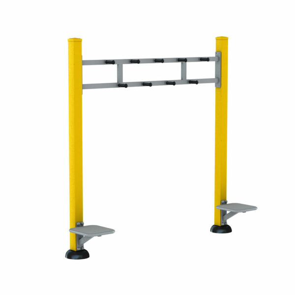 Herkules NJA-04 Skywalk outdoor ninja obstacle, galvanized steel structure with suspended bars for strength and coordination training.