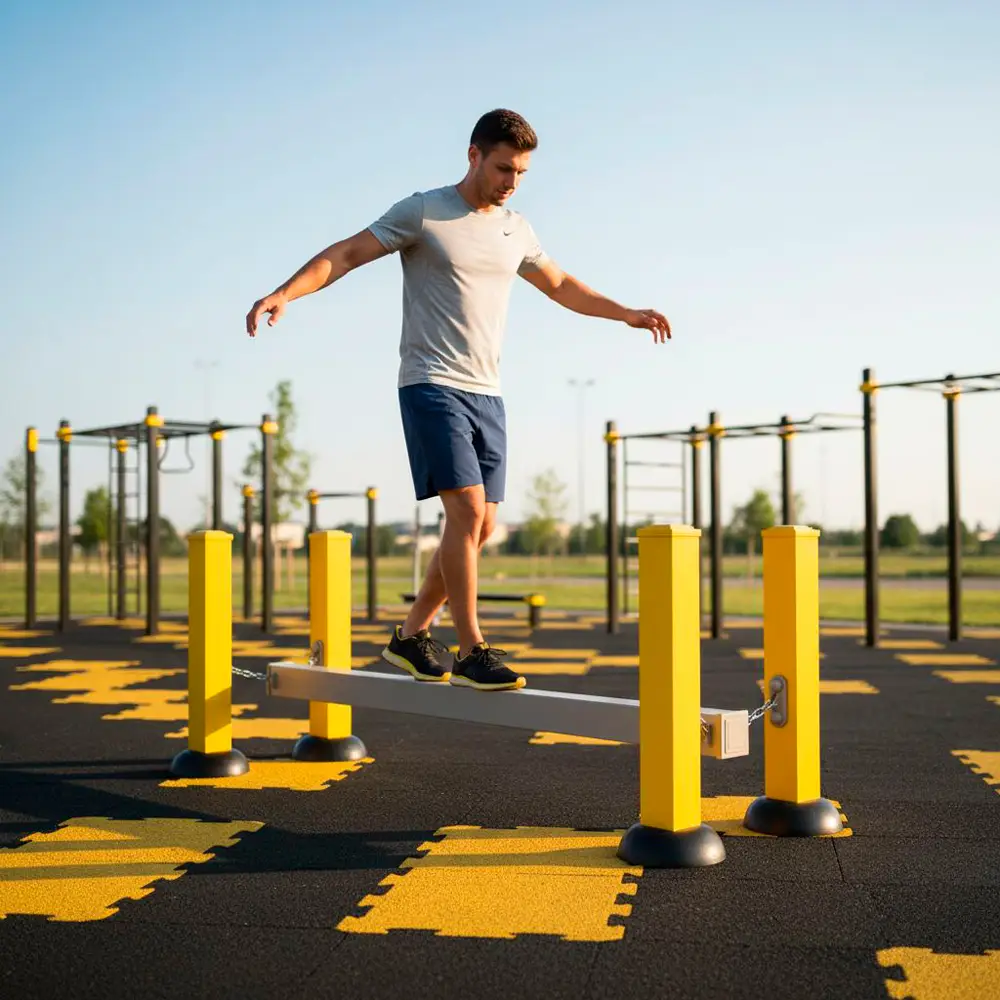 poutre suspendue dans une aire de fitness extérieure