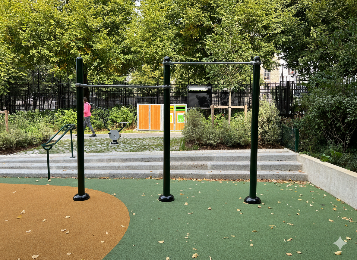 Street workout sur un sol EPDM dans Paris