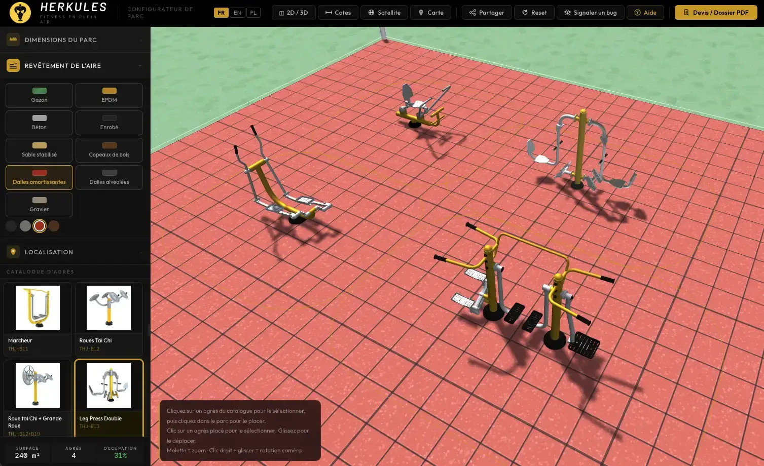 Placement des équipements de fitness