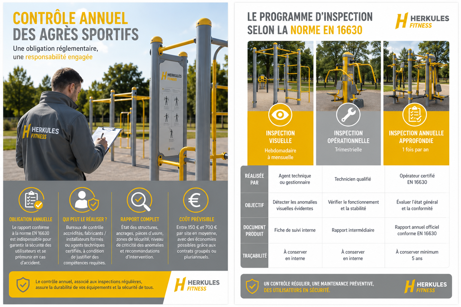 Annual inspection of outdoor fitness equipment at a glance