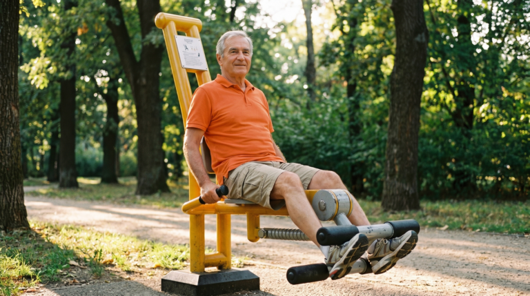 Vieille homme faisant un Leg extension