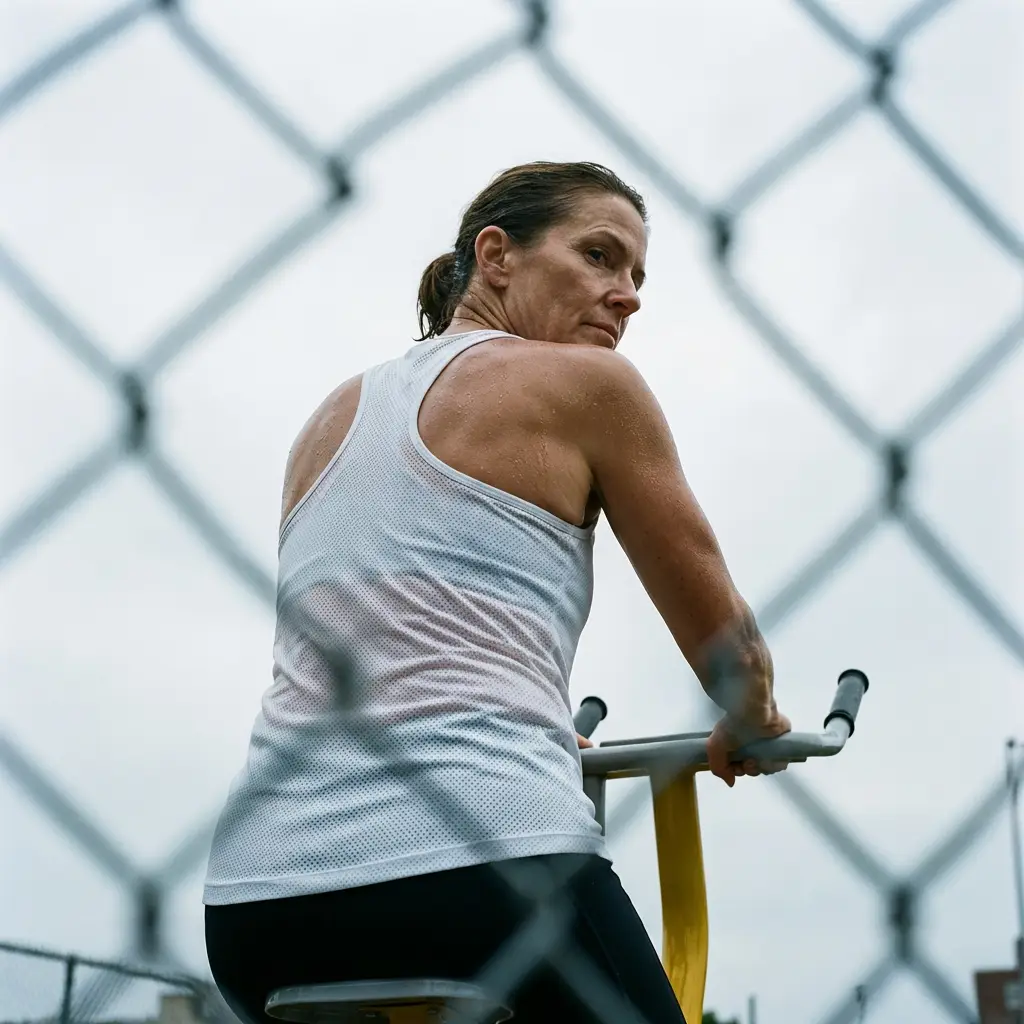 Femme en HIIT sur un vélo extérieur