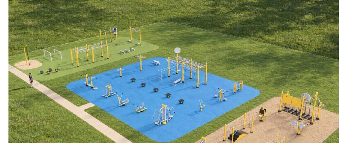 3D perspective of the Argentan fitness park, from its project file